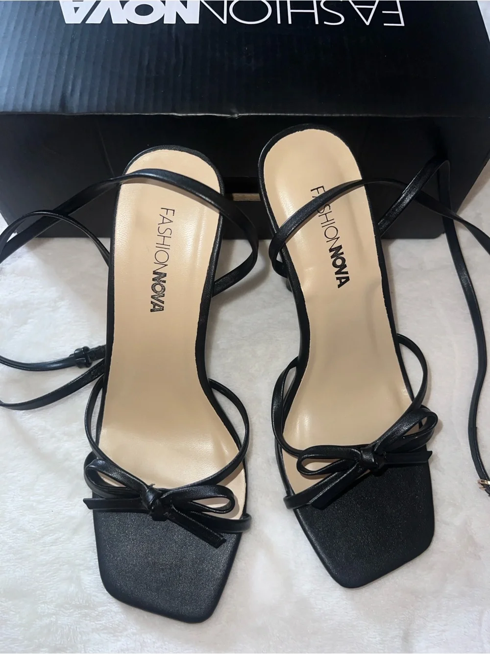 Fashion Nova Black Strappy Wrap Sandals